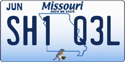 MO license plate SH1Q3L