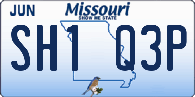 MO license plate SH1Q3P