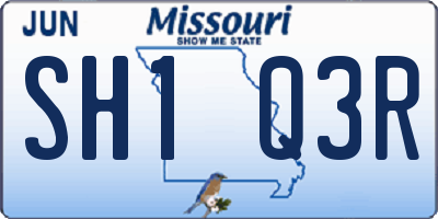 MO license plate SH1Q3R