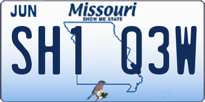 MO license plate SH1Q3W