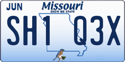 MO license plate SH1Q3X