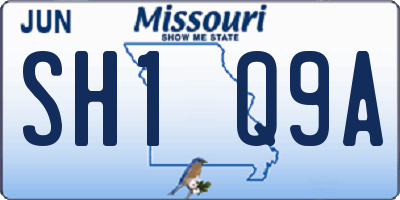 MO license plate SH1Q9A