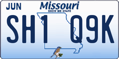 MO license plate SH1Q9K