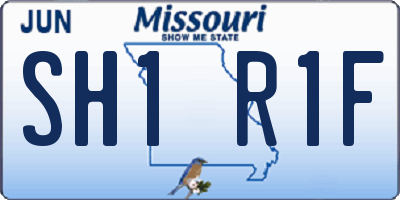 MO license plate SH1R1F