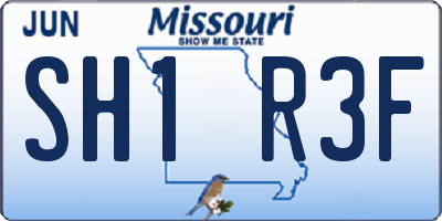 MO license plate SH1R3F