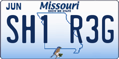 MO license plate SH1R3G