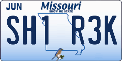 MO license plate SH1R3K
