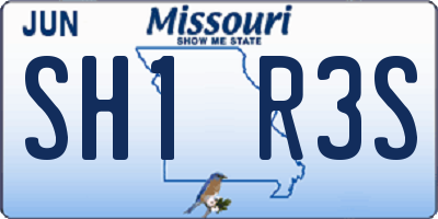 MO license plate SH1R3S