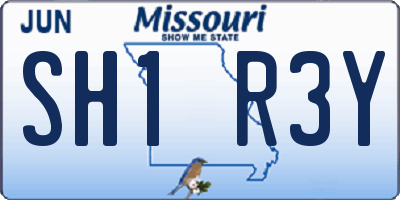 MO license plate SH1R3Y