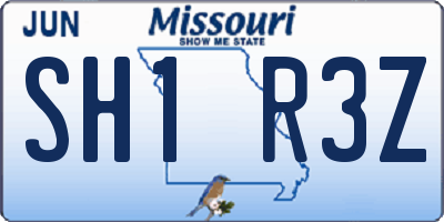 MO license plate SH1R3Z