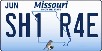 MO license plate SH1R4E