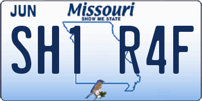 MO license plate SH1R4F