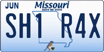 MO license plate SH1R4X