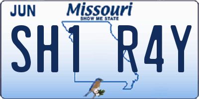 MO license plate SH1R4Y