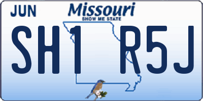 MO license plate SH1R5J