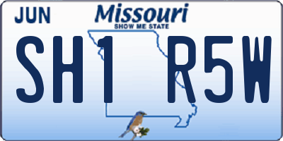MO license plate SH1R5W