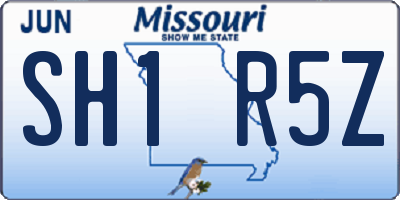 MO license plate SH1R5Z