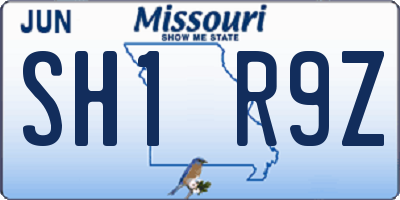 MO license plate SH1R9Z