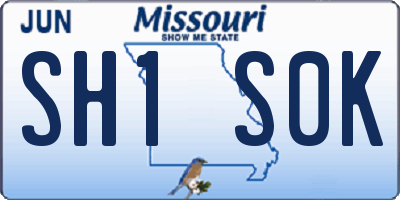 MO license plate SH1S0K