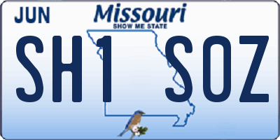 MO license plate SH1S0Z