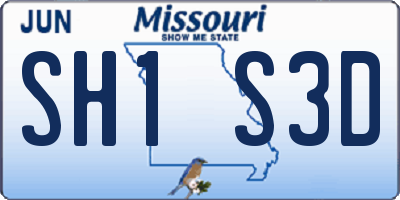 MO license plate SH1S3D