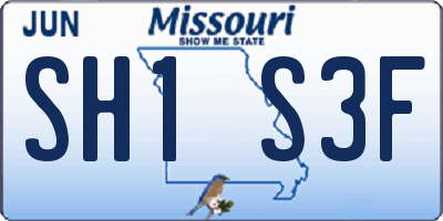 MO license plate SH1S3F