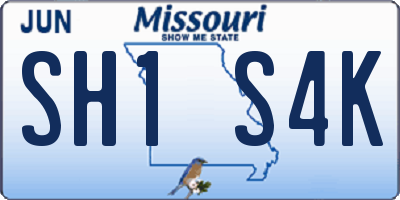 MO license plate SH1S4K