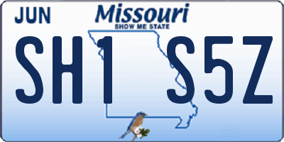 MO license plate SH1S5Z