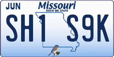 MO license plate SH1S9K
