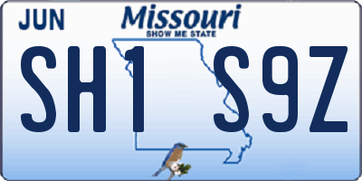MO license plate SH1S9Z