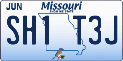MO license plate SH1T3J