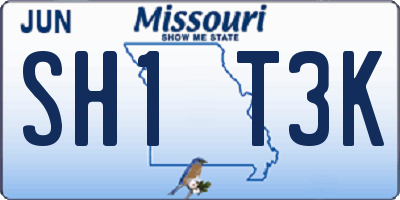 MO license plate SH1T3K