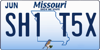 MO license plate SH1T5X