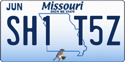 MO license plate SH1T5Z