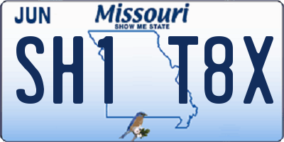 MO license plate SH1T8X
