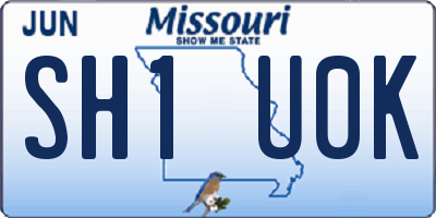 MO license plate SH1U0K