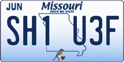 MO license plate SH1U3F