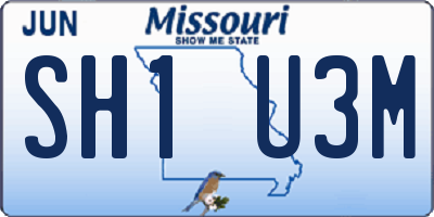 MO license plate SH1U3M