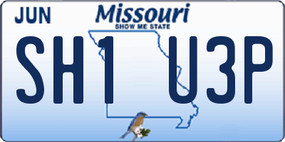 MO license plate SH1U3P