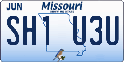 MO license plate SH1U3U