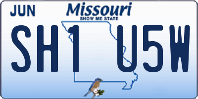 MO license plate SH1U5W