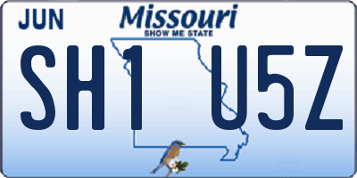 MO license plate SH1U5Z