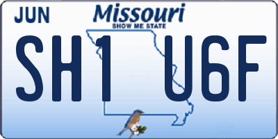 MO license plate SH1U6F