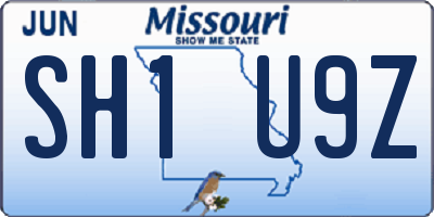 MO license plate SH1U9Z