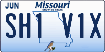 MO license plate SH1V1X