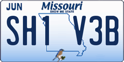 MO license plate SH1V3B