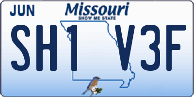 MO license plate SH1V3F