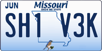 MO license plate SH1V3K