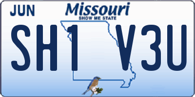 MO license plate SH1V3U