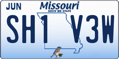 MO license plate SH1V3W